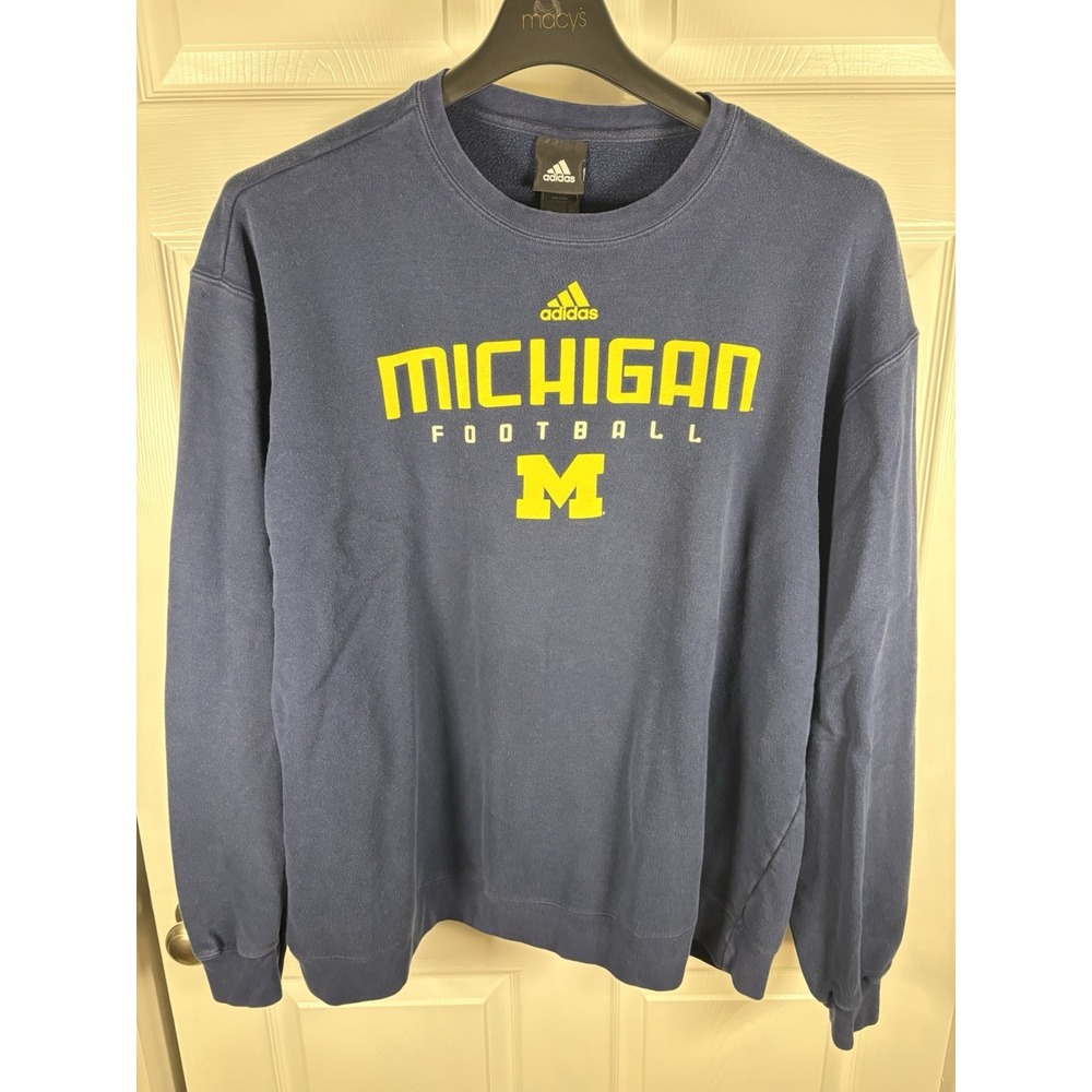 Adidas Michigan Football Crewneck Sweatshirt Mens XL Navy Blue Wolverines
